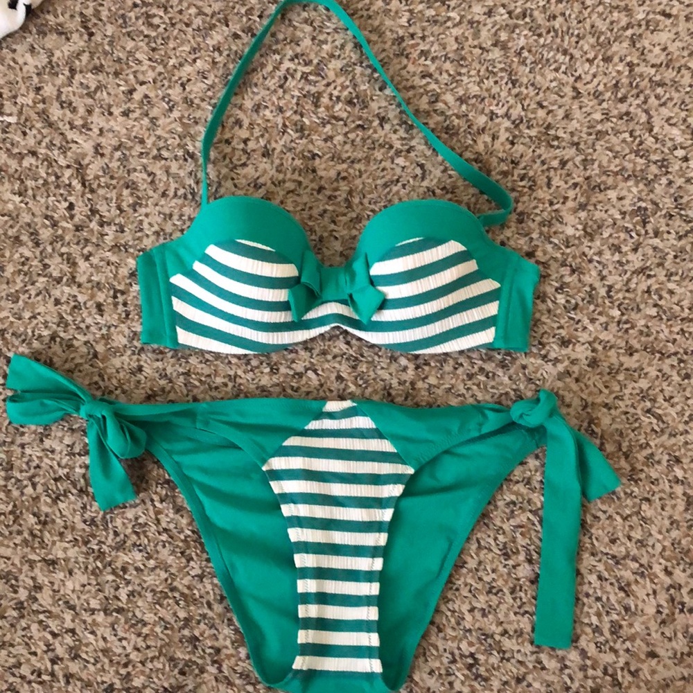 Green/teal two piece swimsuit